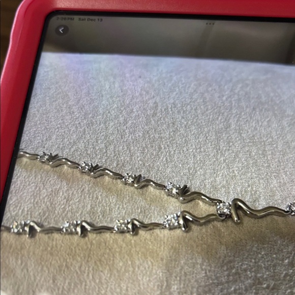 JTV Silver Necklace with Crystal Accents, length is 16” choker l - Picture 6 of 8